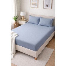 Clasy Ranforce Lastikli Çarşaf Seti Çift Kişilik Mavi ÇKLÇ-239 %100 Pamuk