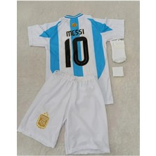 Portego Arjantin 2024/25 Sezon Lionel Messi Çocuk Forması Şort Çorap Bileklik 4'lü Seti