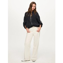 Faik Sönmez Kolu Metal Tokalı Modallı Bomber Ceket S26BMB005