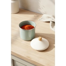 Feyza Design Nostalji Emaye Baharatlık, Ahşap Sap, Açık Yeşil, 12 cm