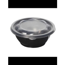 Feyza Design Siyah 1000 cc Isıya Dayanıklı Kapaklı Salata Kasesi Seti (50 Adet)