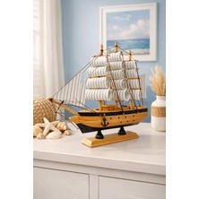 Home Dekor Hediye Dekoratif Premium Ahşap El Yapımı Yelkenli gemi Maketi masaüstü Biblo Ev Ofis DEKORU 20X20 cm 528-CB