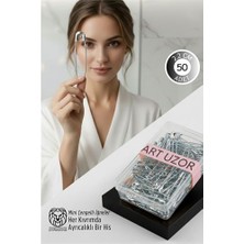 Aesco Gümüş Mini Çengelli Iğne Seti 50 Adet - 2.2 cm Paslanmaz Metal Tasarım Hobi ve Terzi Aksesuarı