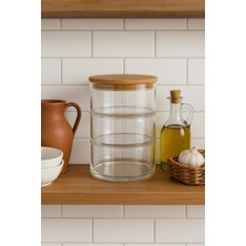 Feyza Design 3 Katlı Cam Saklama Kabı Seti, Mutfak Düzenleyici, Gıda Saklama Kavanozu