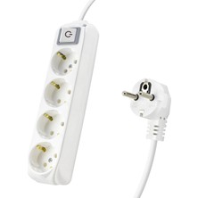 Nuveden Topraklı Uzatma Kablosu 4 Priz 2 M - Beyaz 9240202 DIE-RSTG34