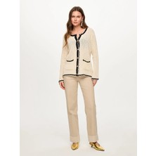 Faik Sönmez Sedef Düğme Detaylı Ajurlu Triko Hırka S26TRH007