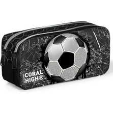 Özgürce Kids Futbol Desenli Iki Bölmeli Renkli Kalem Çantası