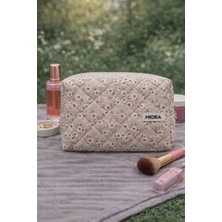 Pembe Çiçek Desenli Makyaj ve Seyahat Çantası-Düzenleyici