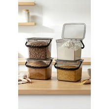 Feyza Design 4'lü Mega Boy Kulplu Saklama Kabı Seti, Çok Amaçlı ve Dayanıklı