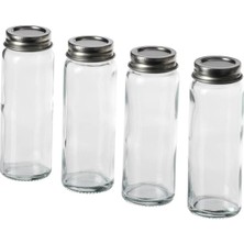 Feyza Design Şeffaf Cam Baharat Kavanozu Seti, 10 Cl, 4'lü Paket, Şık ve Pratik Tasarım
