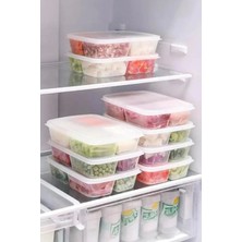 Feyza Design 12'li 4 Bölmeli Dondurulmuş Öğünlük Et ve Sebze Saklama Kabı 1000 ml