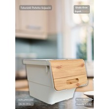 Feyza Design Bambu Renkli Tekli Tekerlekli Patateslik ve Sebzelik 12 Lt