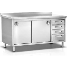 sc sonsesconcept SC Sonses Concept Çalışma Tezgahı , Dolaplı , Çekmeceli , Krom , Paslanmaz,