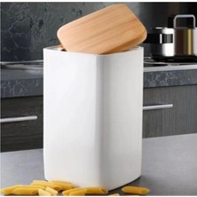Feyza Design Bambu Kapaklı Porselen Kavanoz 10X10X18 Cm, Şık ve Dayanıklı Kullanışlı Ürün