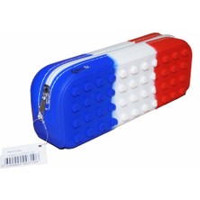 Özgürce Renkli Desenli Silikon Kalemlik Model 2, Mavi Beyaz Kırmızı, Şık ve Pratik