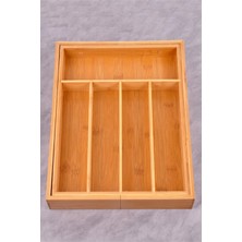 Feyza Design Doğal Ahşap Bambu Çekmece Kaşıklık, Şık ve Fonksiyonel Organizer
