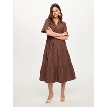 Faik Sönmez Parçalı Etekli Poplin Elbise S26ELB007