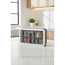 Feyza Design Renkli 12'li Standlı Baharat Seti, Pratik ve Şık Mutfak Gereçleri