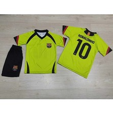 Portego F.c B.a.r.c.e.l.o.n.a Ronaldinho Nostalji Çocuk Forması 3'lü Set (Neon)