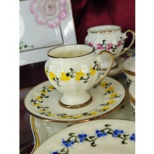 Manushum El Boyama Porselen Mine Kahve Fincanı-Sarı 1 Adet