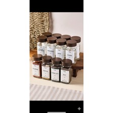 Feyza Design Kare Cam Baharatlık Seti 12'li, Şık ve Pratik Mutfak Düzenleyici