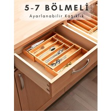 Feyza Design Bambu Ayarlanabilir Çekmece Içi Organizer, 5-7 Bölmeli, Çok Amaçlı Düzenleyici