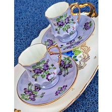 Manushum El Boyaması Porselen Hanımeli Kahve Fincanı-Lila 1 Adet