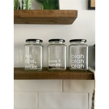 Feyza Design Cam 3'lü Dekoratif Erzak Kavanoz Seti, 1000 Cc, Kahve, Çay, Şeker Için Mükemmel Seçenek