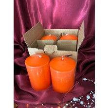 İzmir Candle Turuncu Silindir 7*10 4 Lü Set (Kilise,dilek,ayin,ritüel,arınma,yoga,ev Dekorasyon,home,çakra)