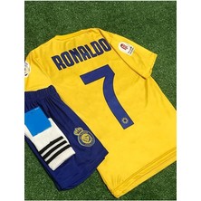 Portego Al Nassr Fc 2023/24 Yeni Sezon Cristiano Ronaldo Çocuk Forması Şort Çorap 3'lü Set
