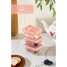 Feyza Design 3’lü Cam Saklama Kabı Seti, 150ML, Sızdırmaz ve Kilitli, Pratik ve Şık