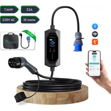 Mayuk Dizayn Coswatt Elektrikli Araç Taşınabilir Şarj Istasyonu 7 Kw 32A Tip-2 3X32A Türkçe MENÜ(10METRE Kablolu) Yerli Üretim