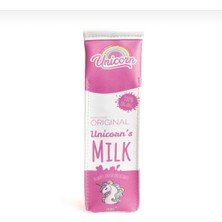 Özgürce Renkli Unicorn Süt Kutusu Tasarımlı Fermuarlı Kalem Kutusu
