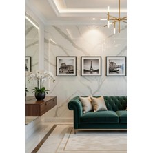 Safir Design Dünya Şehirleri Temalı 3’lü Siyah Beyaz Çerçeveli Duvar Tablosu Seti