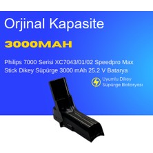 Ümit Maker Philips 7000 Serisi XC7043/01/02 Speedpro Max Stick Dikey Süpürge 3000 mAh 25.2 V  Batarya – Orjinal Uyumlu Uzun Ömürlü, Yüksek Performans Pil