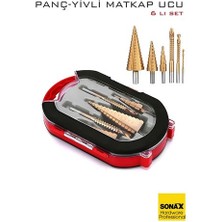 Aesco 6'lı Titanyum Kaplama Kademeli Panç Matkap Ucu Seti – Metal Ahşap ve Plastik Için