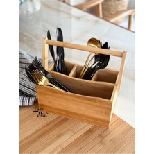 Feyza Design Bambu Çok Bölmeli Kaşıklık Sepeti 23X15 Cm, Set Halinde 12 Adet