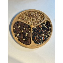 Feyza Design 3 Bölmeli Akrilik Kapaklı Bambu Çerezlik ve Kahvaltılık, 28 cm