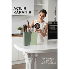 Aesco Akıllı Sürgülü Bıçaklık ve Kaşıklık Organizeri - Ayarlanabilir Tezgah Üstü Mutfak Düzenleyici