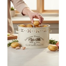 Feyza Design Metal Bölmeli Büyük Saklama Kabı, 18 Lt, Patates ve Soğan Için Ideal