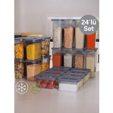 Feyza Design 24'lü Çok Amaçlı Saklama Kabı Seti, Buzdolabı ve Buzluk Için Ideal