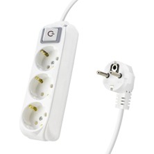 Nuveden Anahtarlı Topraklı Uzatma Kablosu 3x Priz 2 M - Beyaz 9230202 DIE-RSTG34