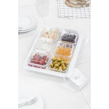 Feyza Design Akrilik Beyaz 6’lı Kapaklı Kahvaltılık ve Saklama Kabı Seti