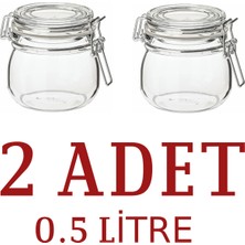 Feyza Design Cam Kavanoz 0,5 Lt, Kilitli ve Contalı, 2'li Set