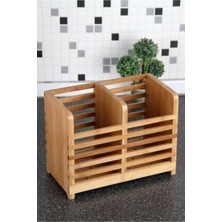 Feyza Design Bambu Mutfak Kaşık ve Çatal Tutucu, Şık ve Fonksiyonel Tasarım