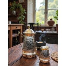 Maraş Bakırcılık - 2 Litre 1 mm Kalın Bakır Sürahi – Dışı Nikel Kaplama, Içi Kalaylı, El Yapımı Oyma Işlemeli