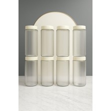 Feyza Design 8'li Çok Amaçlı 1l 24CM Cam Saklama Kavanoz Seti