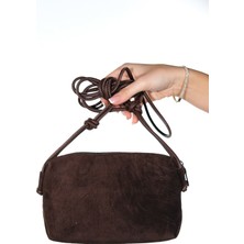 Luvi Selsey Kahverengi Süet Hakiki Deri Kadın Çapraz Çanta