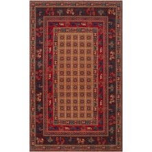 Cool Halı Mardin Kahve El Dokuma Etnik Bordürlü Anadolu Motif Eski Zamansız Vintage Salon Oturma Odası Halısı