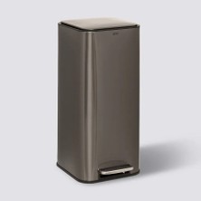 5Five Delta 30 L Kare Pedallı Çöp Kovası Gri | Yavaş Kapanma, Kolay Temizlik Çıkarılabilir Yıkanabilir İç Sepet